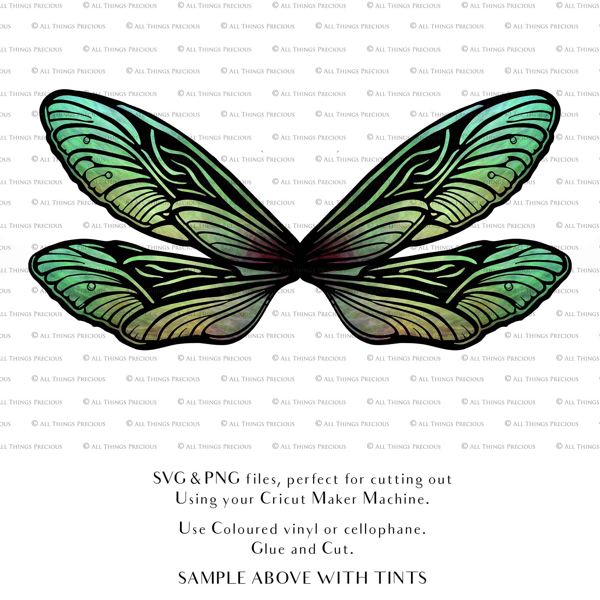 SVG & PNG Fairy Wing files for Cricut or Silhouette Cameo Cutting Machine. To create wearable fairy wings, in adult or children sizes. Simply load the design into design space for Cricut, re size and you are set to go!  These are Individual Wing Pieces, for you to cut and assemble. This is a DIGITAL product.